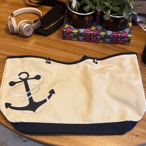 Thirty-One Navy and Cream Anchor Tote